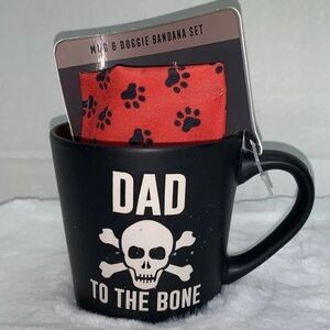 🎯 Dog Dad Black Mug Gift Set Skull Crossbones Dad To The Bone NWT